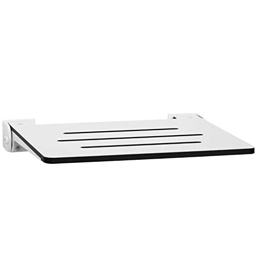 Seachrome 18 inch Silhouette Slimline Folding Wall Mount Shower Bench Seat, White Seat with White Frame - color: White Seat With White Frame