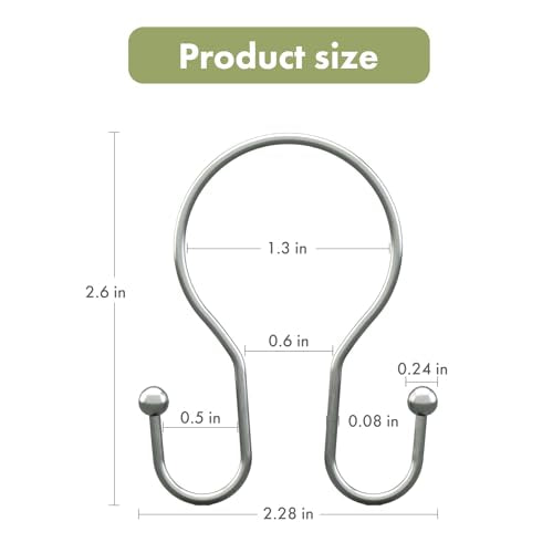 AmazerBath Chrome Shower Curtain Hooks Shower Curtain Rings, Simple Double Sided Shower Curtain Hooks Rust Proof, Smooth Glide Metal Shower Hooks for Shower Curtain Rod, 12 Pcs Shower Rod Hooks - color: Chrome, style: Minimalist - Double Shower Hooks