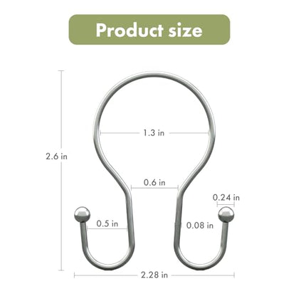 AmazerBath Chrome Shower Curtain Hooks Shower Curtain Rings, Simple Double Sided Shower Curtain Hooks Rust Proof, Smooth Glide Metal Shower Hooks for Shower Curtain Rod, 12 Pcs Shower Rod Hooks - color: Chrome, style: Minimalist - Double Shower Hooks