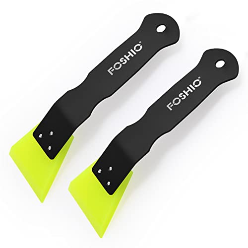 FOSHIO 2 Pack Small Squeegee for Vinyl, Stainless Steel Handle Mini Squeegee for Mirror Shower Glass Door Window Cleaning, Car Light, Bumper Vinyl Wrap Window Tint Kit