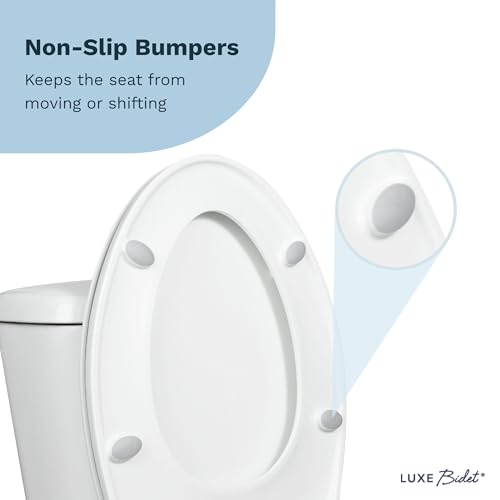 LUXE TS1008E Slow Close Elongated Comfort Fit Toilet Seat, White | with Slow Close, Quick Release Hinges, and Non-Slip Bumpers - size: Elongated