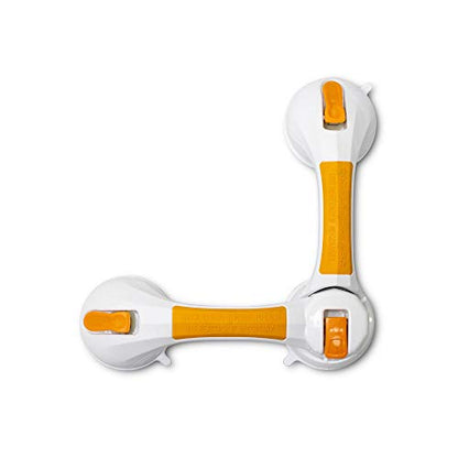 McKesson Plastic Rotating Suction Cup Bathroom Grab Bar, 9.75 in, 1 ct | Rotating Suction-Cup Grab Bar,White / Yellow,Plastic,Not Made with Natural Rubber Latex - size: 19-3/4 Inch Length (1 ct)
