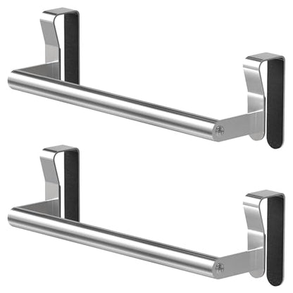STWWO Over Cabinet Towel Holder, Brushed Dish Towel Rack Bars for Kitchen | 2 Pack Stainless Steel Over The Cabinet Towel Rack, for Kitchen Cabinet Doors Towel Bars - color: Brushed Nickel