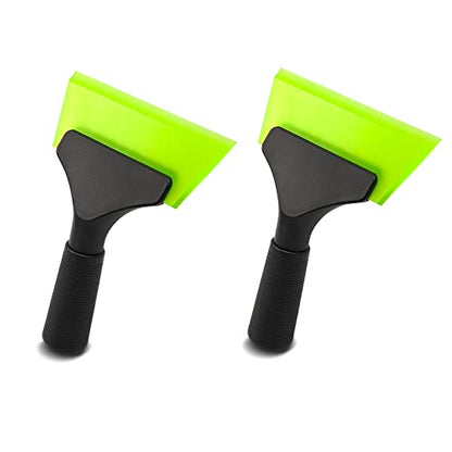 FOSHIO Small Squeegee with 5 Inch Green Rubber Blade Mini Wiper Window Tinting Tools for Mirror Glass Window Cleaner with Non-Slip Handle, 2 Pack - color: With 2 Pack Green