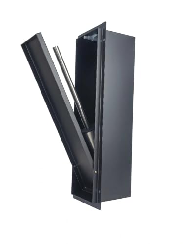 Stainless Steel Recessed Toilet Brush Holder - Invisible in-Wall Bathroom Niche Cabinet with Tileable Door, Enclosed Storage, Hygienic & Space-Saving (Matte Black ，45x12x12 cm)