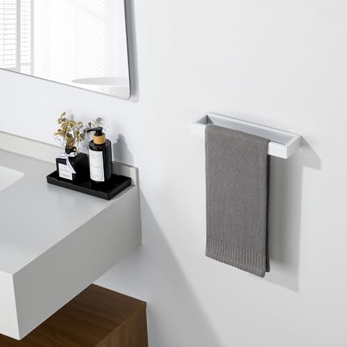 Sayayo White Towel Bar for Bathroom, 10 Inch Hand Towel Holder Wall Mount Square Towel Ring SUS304 Stainless Steel Towel Rack - color: White, size: 10 INCH