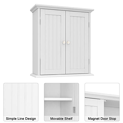 ChooChoo Bathroom Wall Cabinet with 2 Doors, Over The Toilet | 8.8"D x 21.1"W x 24"H, Medicine Cabinet, Adjustable Shelves, Cupboard, White - color: White, size: 8.8"D x 21.1"W x 24"H