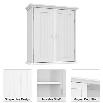 ChooChoo Bathroom Wall Cabinet with 2 Doors, Over The Toilet | 8.8"D x 21.1"W x 24"H, Medicine Cabinet, Adjustable Shelves, Cupboard, White - color: White, size: 8.8"D x 21.1"W x 24"H