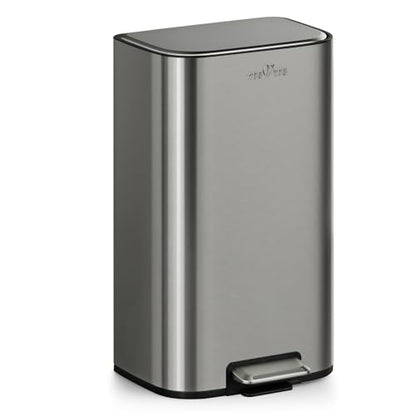 mVm 8 Gal Kitchen Trash Can, Step Trash Can with Lid, Smooth Edge Garbage Bin for Home Office (Gray) - color: Gray, size: 8Gal