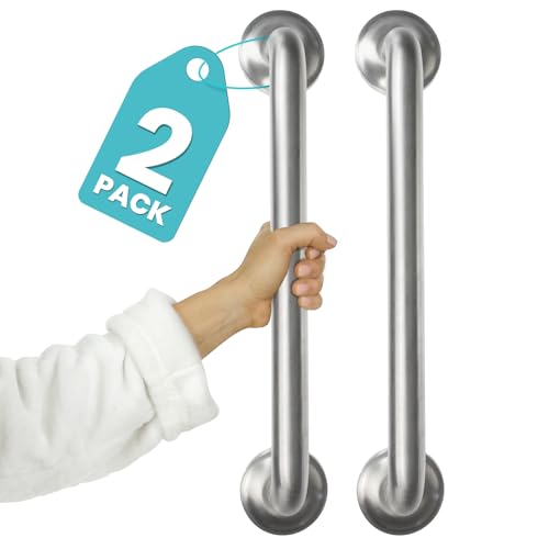 Vive 440lbs Grab Bar for Bathtubs and Showers (2 Pack) - Handicap Bathroom | Safety Rail for Elderly - Wall Senior Handle for Tub, Toilet, Bath - Disability Assist Device Accessories Handrail (16 Inch)