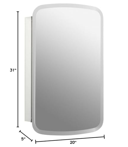 Kohler CB-CLC2031BAN Bancroft Medicine Cabinet Mirror with Beveled Mirror Door & Adjustable Shelves, Bathroom Organizers and Storage, 20 in. W x 31 in. H - style: Bancroft