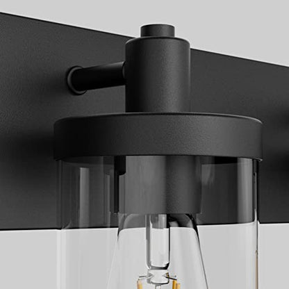 Aipsun Matte Black Bathroom Vanity Light Fixtures 5 Lights Industrial Lighting Fixtures Over Mirror with Clear Glass Shade(Exclude Bulb) - color: Black, size: 5-Light