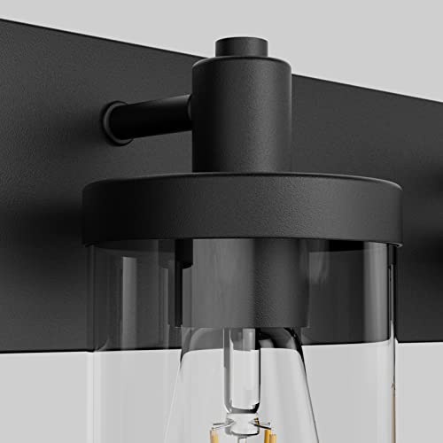 Aipsun Bathroom Vanity Light Farmhouse 4 Light Matte Black Vanity Lighting Fixtures with Clear Glass Shade(Exclude Bulb) - color: Black, size: 4-Light