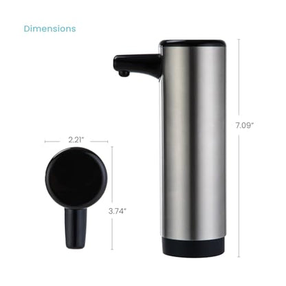 Home Zone Living Foaming Hand Soap Dispenser | Stainless Steel Outer Cover, Refillable Pump for Kitchen and Bathroom Sinks, Silver - color: Silver