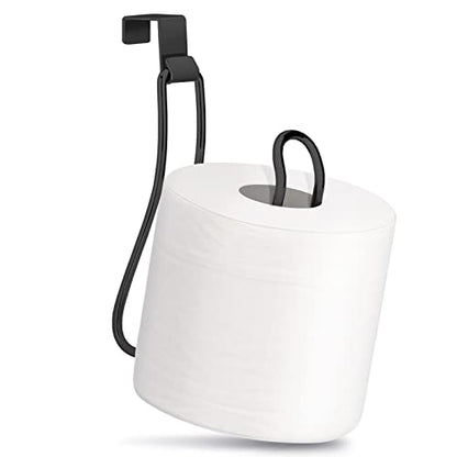 Over the Tank Toilet Paper Holder, Metal Toilet Paper Holder, Black | Toilet Paper Roll Holder, Bathroom Toilet Paper Storage, Space Saving for Bathroom - color: Black
