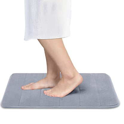 Betus Luxury Memory Foam Bath Mat - Water Absorbent, Super Cozy and Non-Slip Backing - Luxurious Velvet Comfort Bathroom Rug - 17"x24" (Gray) - color: Grey