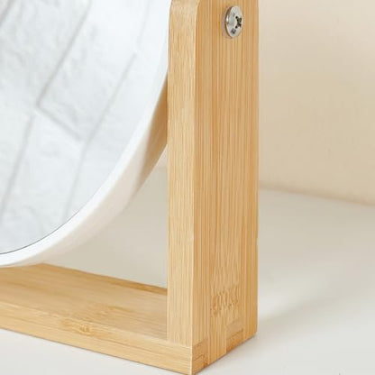 1pc Elegant Frame Double-Sided Makeup Mirror with Magnification - Rotating, Simple Desk Stand Design, Ideal for Home Vanity Use, Makeup Desk (White)