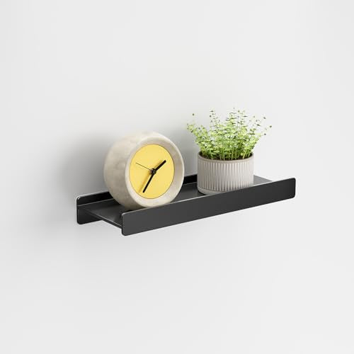 Floating Shelves for Wall, Wall Mounted Shelves with Lip for Storage, Metal Display Shelves for Home Decor, Kitchen/Living Room/Bedroom/Bathroom Shelf, Black 12 inch 1 Pack - color: Black, size: 12 inch 1P