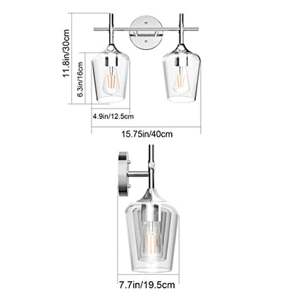 Ralbay Chrome Bathroom Light Fixtures 2-Lights with Clear Glass Modern Wall Mount Lighting Industrial Farmhouse Bathroom Vanity Lights Wall Sconce Chrome - color: Chrome, size: 2-Light