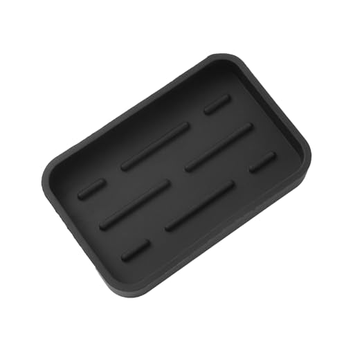 MicoYang Silicone Kitchen Sink Organizer Tray for Multiple Usage,Easy Clean Sponges Holder for Kitchen Bathroom Counter or Sink,Dish Soap Dispenser,Scrubber,Bottle,Cup Black 4.9”x 3.2” - color: Black, size: 4.9" x 3.2" x 0.7"