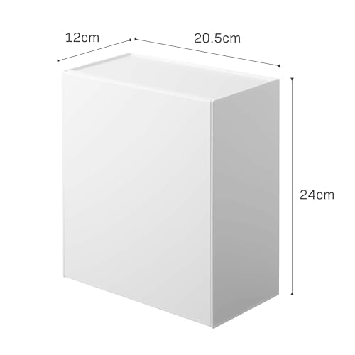 YAMAZAKI Home Tower Compact Wall Bin With Lid & Tray, Small Storage Container or Waste Holder for Bathroom & Kitchen