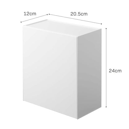 YAMAZAKI Home Tower Compact Wall Bin With Lid & Tray, Small Storage Container or Waste Holder for Bathroom & Kitchen