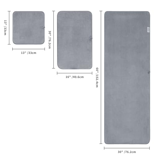 POLYTE 410 GSM Poly Blend Microfiber Quick Dry Bath Towel Set of 6 Pieces | 2-Body Towels, 2-Hand Towels, 2-Wash cloths, Oversize, Lint Free - color: Gray
