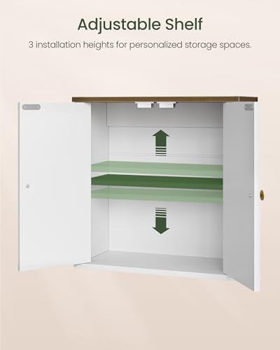 CHOEZON Bathroom Wall Cabinet, Medicine Cabinet with Adjustable Shelf | Modern Wall Cabinet with 2 Doors, Farmhouse Wall Mounted Storage Cabinet, for Bathroom, Living Room, White and Walnut