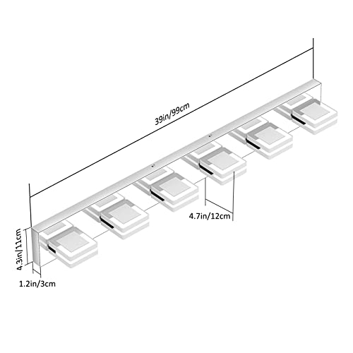 Ralbay Modern 6 Light Vanity Light Chrome Bathroom Vanity Lighting Fixtures Over Mirror Acrylic Up and Down Chrome Bathroom Wall Mounted Lights - color: Chrome, size: 6 Light