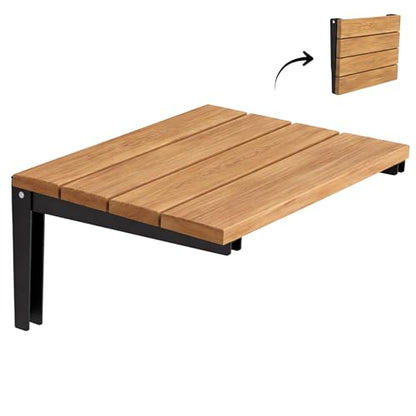 Folding Natural Color Solid Teak Wood Shower Seat, Foldable Shower Bench, Wall Mounted Folding Wooden Shower Stool, Inside Shower Handmade Fold Down Bath Seat