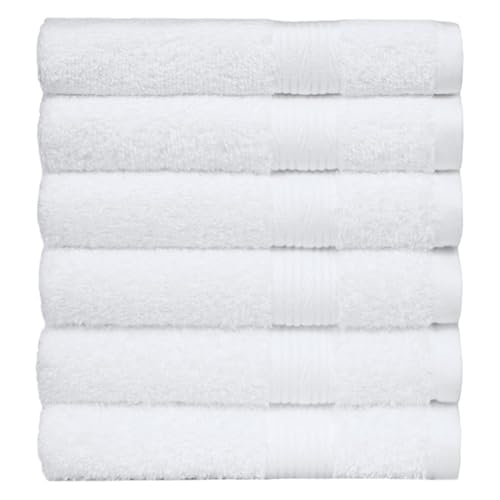 Amazon Basics 100% Cotton Hand Towels, Fade-Resistant, Soft and Absorbent, 16 x 26 inches, White, 6-Pack - color: White, size: Hand Towel (Pack of 6), style: Classic