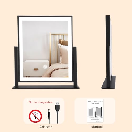 Beelux Vanity Mirror with Lights, 11" Makeup Mirror with Dimmable Light, Smart Control, Memory, Adjustable 3 Modes Lighted LED Mirror for Christmas Birthday Thanksgiving Mother's Day Black - size: 11"L x 9.8"W