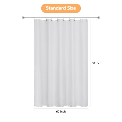 Seenus Waterproof Soft Microfiber Short Shower Curtain TPU Backed Lightweight, 60 x 60 Inch White Small Fabric Shower Curtain Liner with 2 Large Magnets, Hotel Quality Cloth Bathtub Curtain Washable - color: White, size: 60"W x 60"L (Pack of 1)