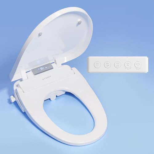 TUSHY Aura Luxury Electric Bidet Seat, Auto Open, Heated, Elongated | Remote Control, Adjustable Temperature, Self-Cleaning Nozzle, Instant Warm Water and Air Dryer, GFCI Outlet Required - style: Aura Elongated Bidet Seat
