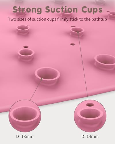 Panda Bathtub Mat Non Slip Kids Natural Rubber Low Odor, Bath Mat for Tub Non Slip for Baby 32"x18", Anti-Slip Surface and Strong Suction Cups Dual Anti-Slip, Machine Washable, Pink - color: Pink