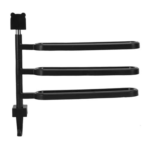 Emoshayoga Swivel Towel Rack High Strength ABS Multi Arm Towel Bar Wall Mounted for Bathroom Black 180 Degree Rotating 5 Units (3 Rods) - color: 3 Rods