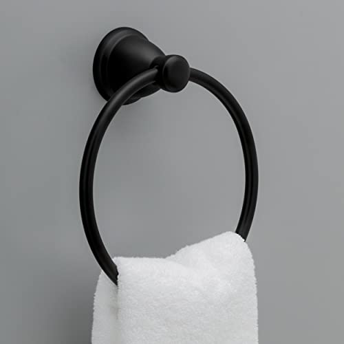 Franklin Brass Kinla (1-Pack) Hand Towel Ring Matte Black Holder for Wall Mount Round Hanger for Kitchen, Bathroom Accessories KIN46-MB - color: Matte Black