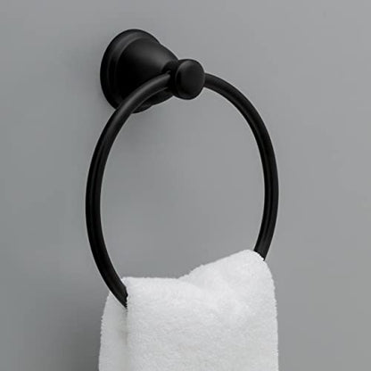 Franklin Brass Kinla (1-Pack) Hand Towel Ring Matte Black Holder for Wall Mount Round Hanger for Kitchen, Bathroom Accessories KIN46-MB - color: Matte Black