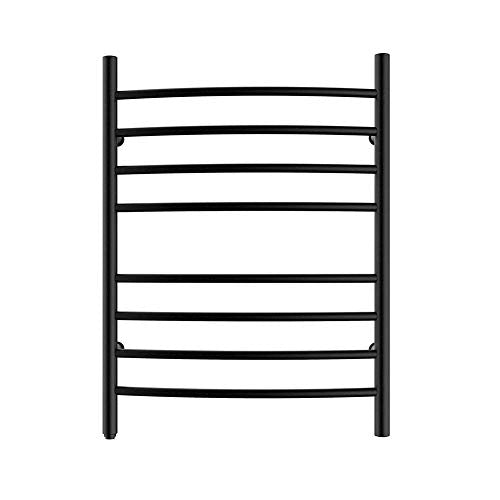 8-Bar Towel Warmer, Heated Towel Rack, Plug-in, Matte Black | 304 Stainless Steel Curved 8-Bar Wall-Mounted Towel Warmer With Plug-In Installation Only For Bathrooms - color: Matte Black
