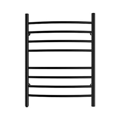 8-Bar Towel Warmer, Heated Towel Rack, Plug-in, Matte Black | 304 Stainless Steel Curved 8-Bar Wall-Mounted Towel Warmer With Plug-In Installation Only For Bathrooms - color: Matte Black