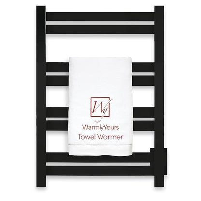 WarmlyYours Maple Heated Towel Rack, 8 Bars, Matte Black, Hardwired | Wall-mounted electric towel warmer with 8 heated bars and integrated on/off switch, hardwired bathroom heater - color: Matte Black (8 Bars)