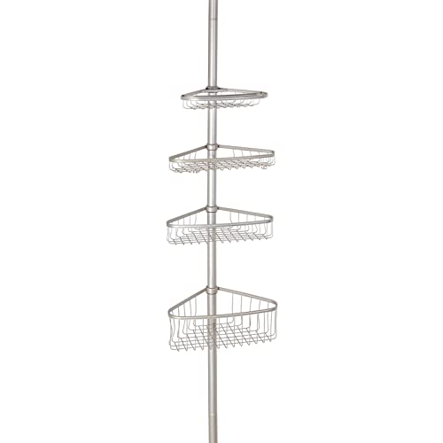 mDesign 0391MDBA Bathroom Shower Storage Constant Tension Corner Pole Caddy
