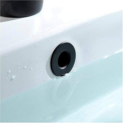 Sink Basin Trim Overflow Cover Brass Insert in Hole Round Caps Matte Black 2 PCS - color: Matte Black 2 Pcs