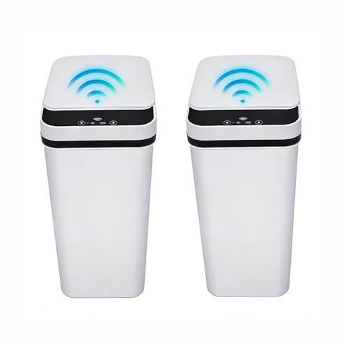 2 Pack Bathroom Trash can,Smart Touchless Trash Can,Automatic Motion Sensor Trash Bin with Lid,2.4 Gallon Garbage Can, Kitchen, Bathroom, Office, Bedroom Trash can (White+White) - color: White+White