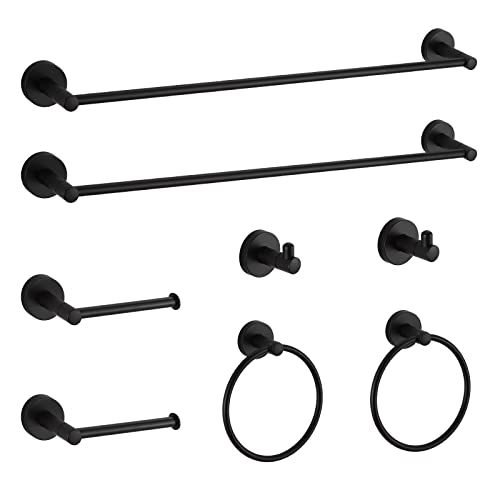 BGL Bathroom Hardware Set Black Bathroom Accessory Set Towel Bar 8 Pieces - color: Matte Black, size: 8 PIECES