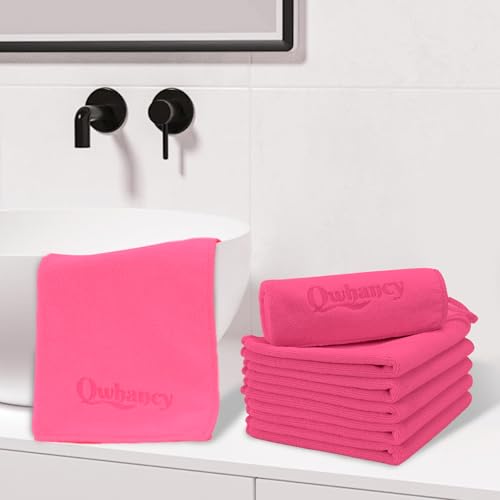 Makeup Remover Washcloths, 6 Pack Microfiber Face Towels, Plush & Thick, Ultra Soft Reusable Towels for Face & Hands, Highly Absorbent & Gentle 12 x 12 Inches, Rose Pink - color: Rose Pink
