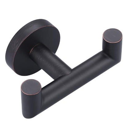 Shower Towel Hook, Wall Mount Robe Hook Holder, Oil Rubbed Bronze | Stainless Steel Material, Double Hooks Design, Rust-Resistant, Strong Load-bearing Capacity - color: Oil Rubbed Bronze