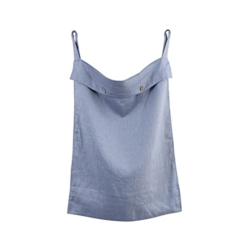 Linen Hanging Laundry Bag, 100% Linen Over The Door Laundry Hamper with Buttons and Zipper, Space Saving Door Hampers for Laundry Dirty Clothes Home Travel, Blue - color: Blue