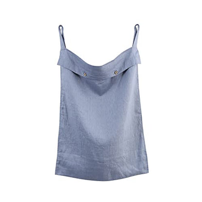 Linen Hanging Laundry Bag, 100% Linen Over The Door Laundry Hamper with Buttons and Zipper, Space Saving Door Hampers for Laundry Dirty Clothes Home Travel, Blue - color: Blue