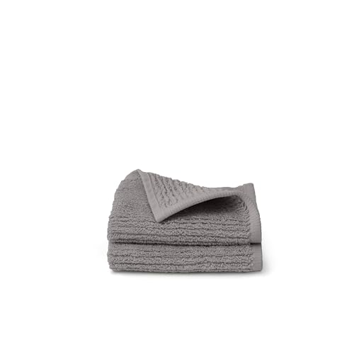 BOLL & BRANCH Turkish Ribbed Washcloth Set, Stone | Set of 2 - 100% Organic Turkish Cotton - Soft Absorbent Luxury Spa Washcloths, Ribbed Texture - Quick Dry Bathroom Essentials - color: Stone, style: Turkish Ribbed